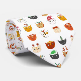 Gravata Engraçado Cat Meowy Natal
