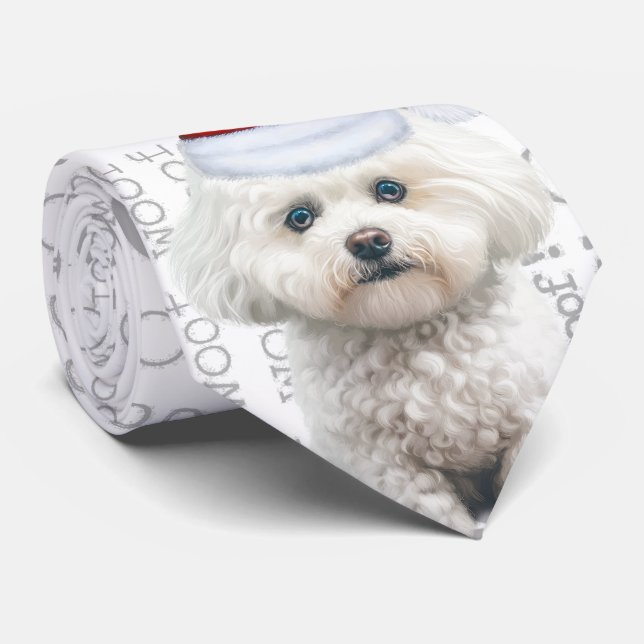 Gravata Engraçado Coton de Tulear Cão de Natal (Rolled)