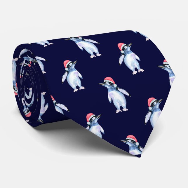 Gravata Engraçado Marinho Blue Penguin Tie para Amantes de (Rolled)
