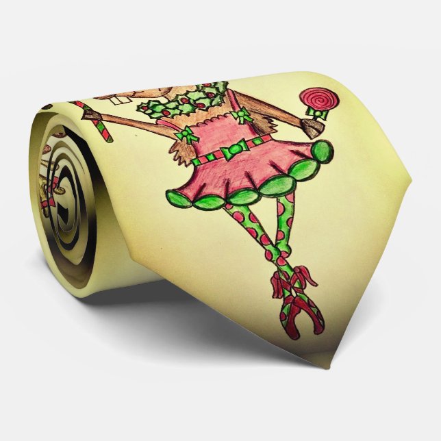 Gravata Engraçado Reindeer Brincadeira de Natal dos Homens (Rolled)