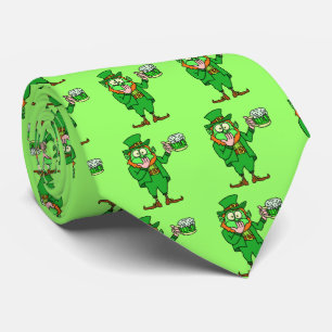 Gravata Engraçado "vai" o Leprechaun bêbedo verde