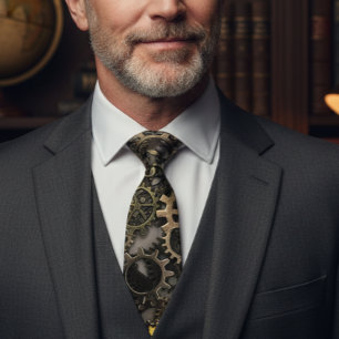 Gravata Engrenagens Industriais Vintage Steampunk