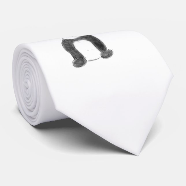 Gravata Esboço preto e branco do panda (Rolled)