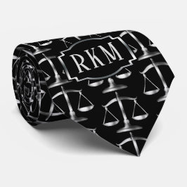 Gravata Escalas de prata elegantes do monograma da lei de