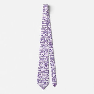 Gravata Escola de Peixes - Violeta Profunda em Branco