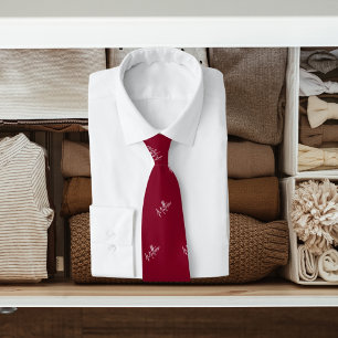Gravata Escrito moderno com padrão branco da Borgonha