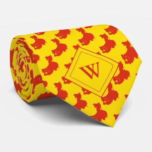 Gravata Escritura Cristã CHINA Monograma Amarelo