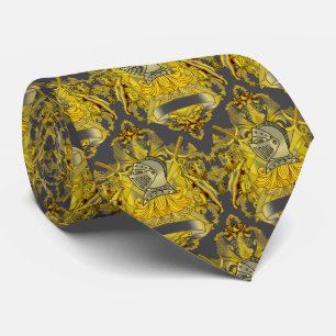 Gravata Escudo do Brasão da Família Cavaleiro Amarelo
