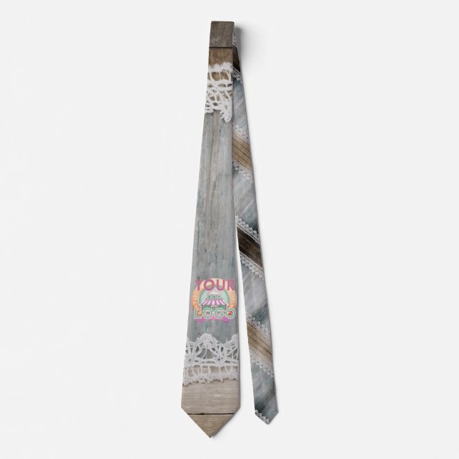 Gravata Espaço de Trabalho Rustic Barn Wood Lace Boho Chic (Frente)