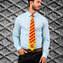 Gravata Espanha, listras, moda comercial, Bandeira espanho