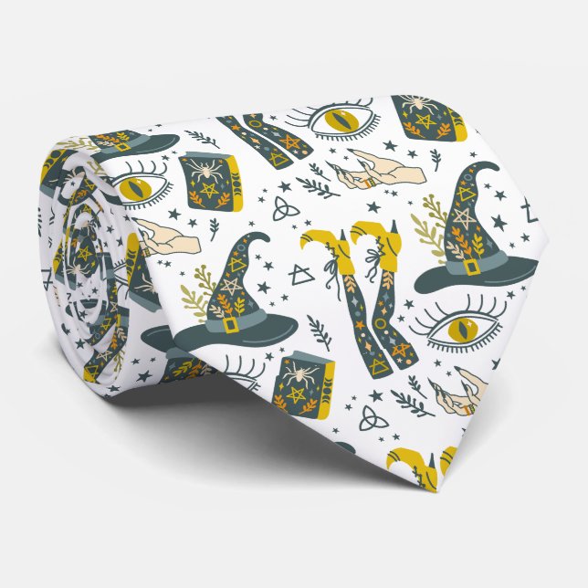 Gravata Espelho de símbolos coloridos de halloween (Rolled)