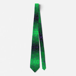Gravata Espelho de vidro manchado 02.Verde.Linha púrpura B