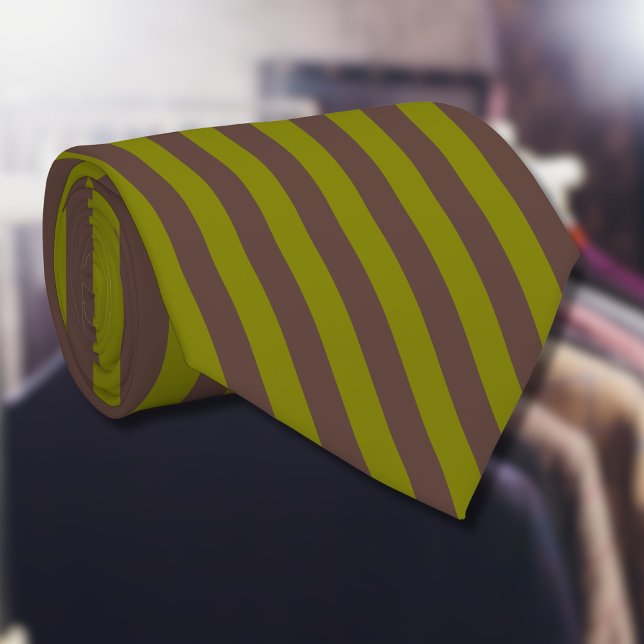 Gravata Espelho liso em castanho de chocolate e verde-azei (Criador carregado)