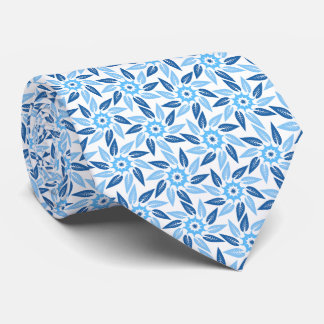 Gravata Espiral Floral Azul