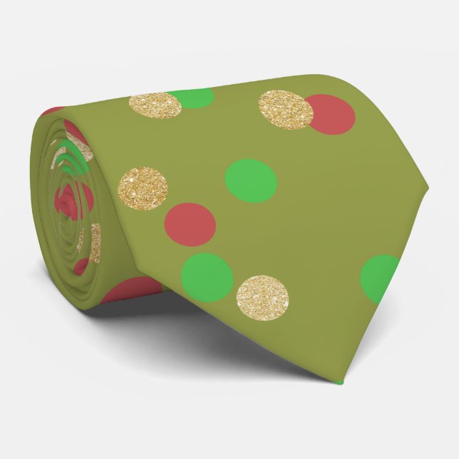 Gravata esplêndido dourado brilho verde-vermelho confete d (Rolled)