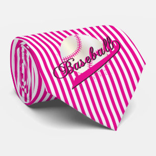 Gravata Esporte do basebol em listras do rosa quente e do