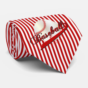 Gravata Esporte do basebol em listras vermelhas e brancas