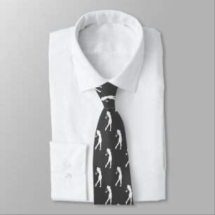 Gravata Esportes Brancos Dona Golfer Silhouette Neck Tie