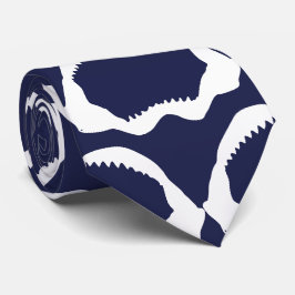 Gravata Esqueleto da mandíbula marinho azul e branca
