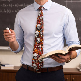 Gravata Esqueleto Macabre de Halloween do século médio