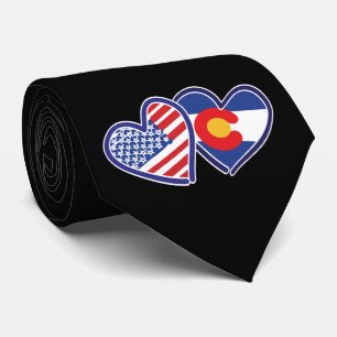 Gravata Estados Unidos e Colorado Flag Hearts