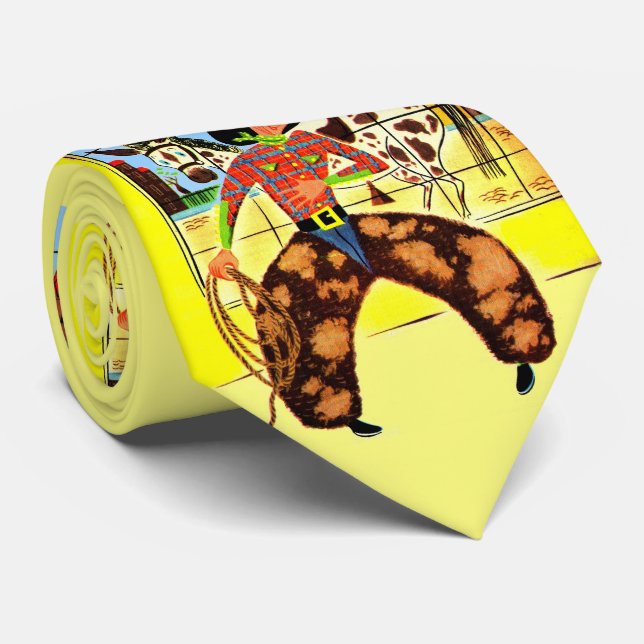 Gravata estampa de cowboy vintage  (Rolled)