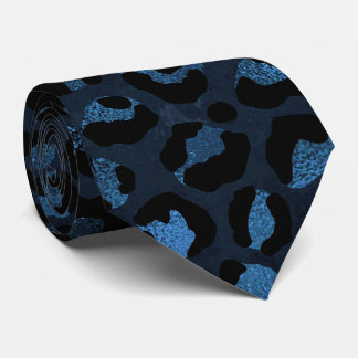 Gravata Estampa de leopardo azul e preto