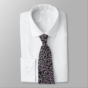 Gravata Estampa de leopardo cinza escuro e carvão fosco