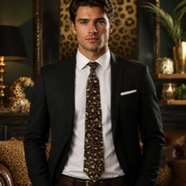 Gravata Estampa de leopardo em bronze e dourado