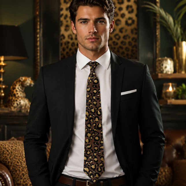 Gravata Estampa de leopardo em bronze e dourado (Criador carregado)