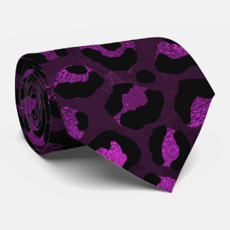 Gravata Estampa de leopardo roxa e preta