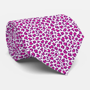 Gravata estampa de pele de leopardo rosa