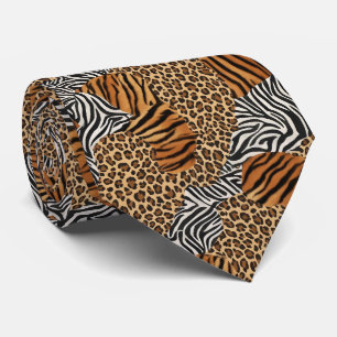Gravata Estampada com Animais Selvagens