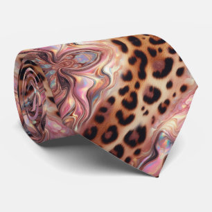 Gravata Estampada com Animal Selvagem Opala Rosa M