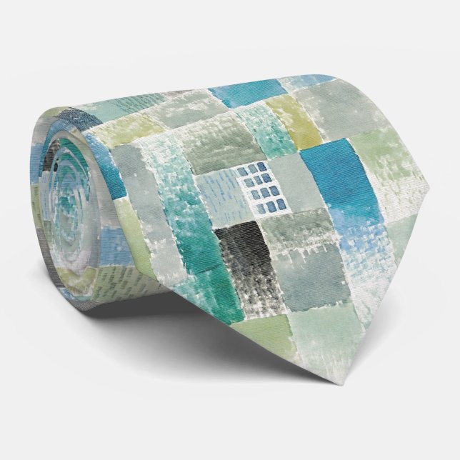 Gravata Estilo Abstrato Klee – Geometria Aquarela (Rolled)