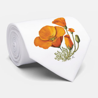 Gravata Estilo Bonito Vintage California Poppy Flower Tie