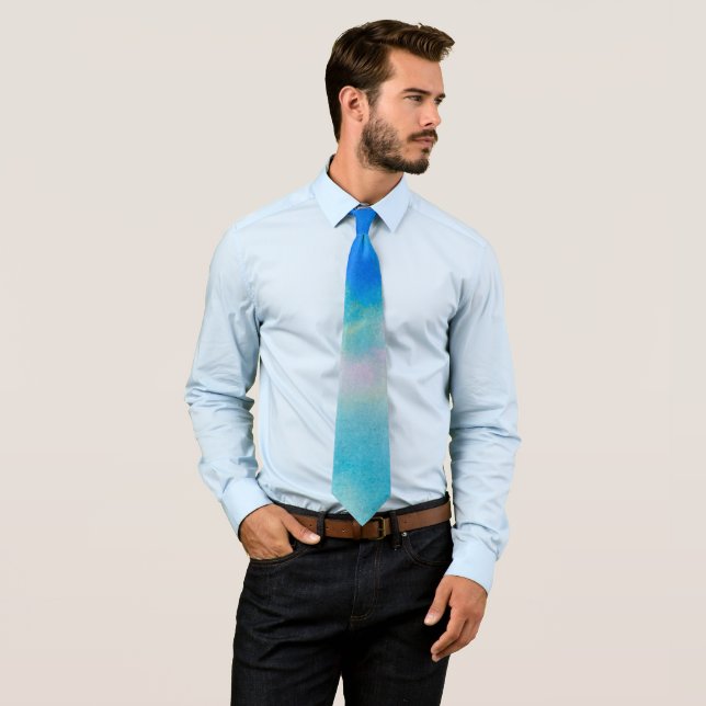Gravata Estilo Casual de Cinza Verde Azul Gradiente da Águ (In Situ)