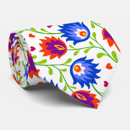 Gravata Estilo Colorido Mexicano Padrão Floral Negrito Ele