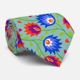 Gravata Estilo Colorido Mexicano Padrão Floral Negrito Ele