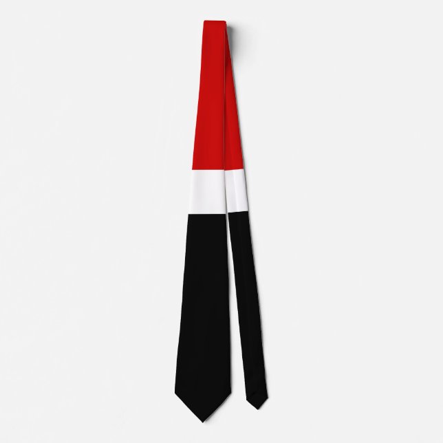 Gravata Estilo de Bloco de Cor Preto Branco Vermelho Desig (Frente)