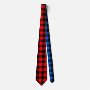 Gravata Estilo de Lumberjack - tecido vermelho e azul + su