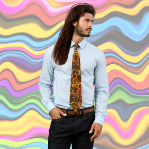 Gravata Estilo hippie retrô dos anos 70 Groovy, laranja qu