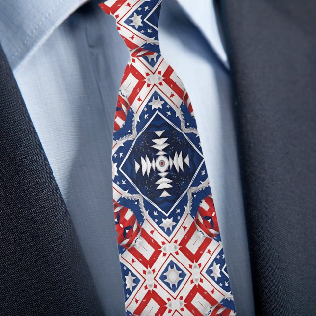 Gravata Estilo Patriótico Azul Branco Vermelho (Criador carregado)