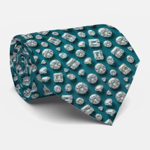 Gravata Estilo Pavão   Luxo Diamante Azul Teal