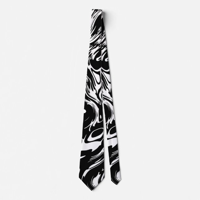 Gravata Estilo Preto e Branco Abstrato (Frente)