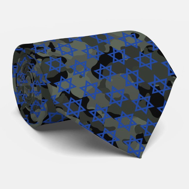 Gravata Estrela Azul De David Dark Green Camouflage (Rolled)