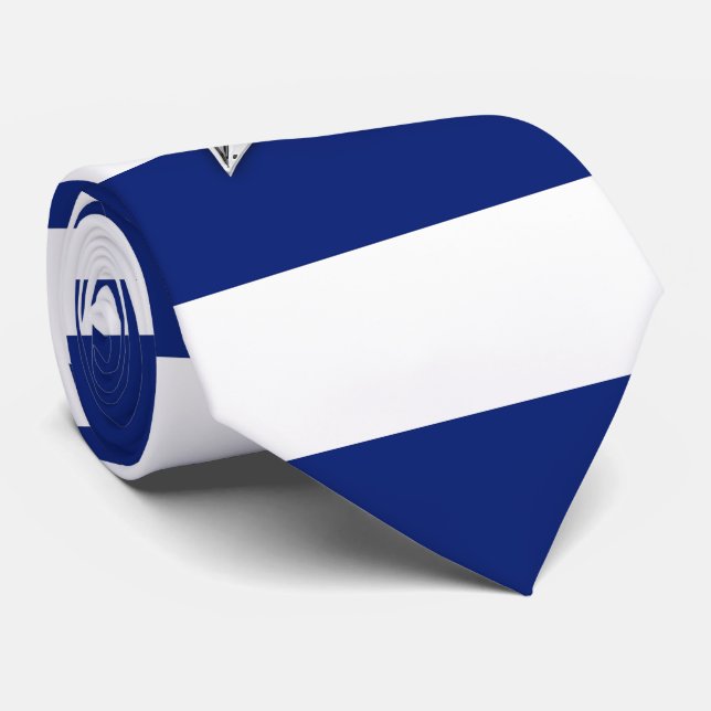 Gravata Estrela de Prata Náutica em faixas azuis do marinh (Rolled)