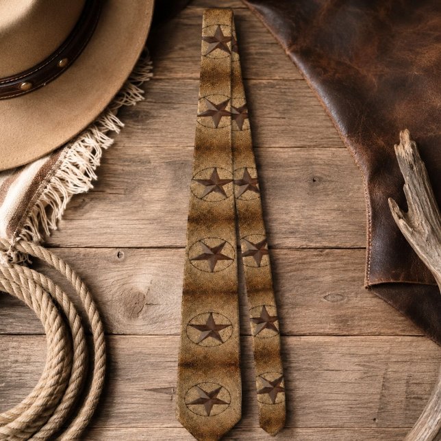 Gravata Estrela do Texas Primitiva em Lona Rústica Country (Western Country Rustic Burlap Primitive Texas Star Tie)
