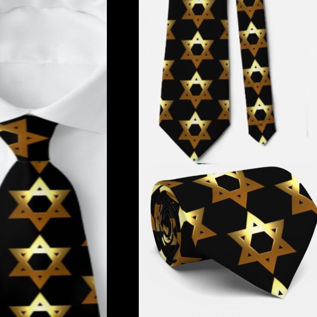 Gravata Estrela Judaica Preta e Dourada (Criador carregado)