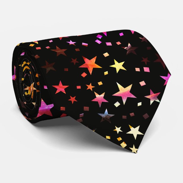 Gravata Estrelas Amarelas Vermelhas Douradas Profissionais (Rolled)